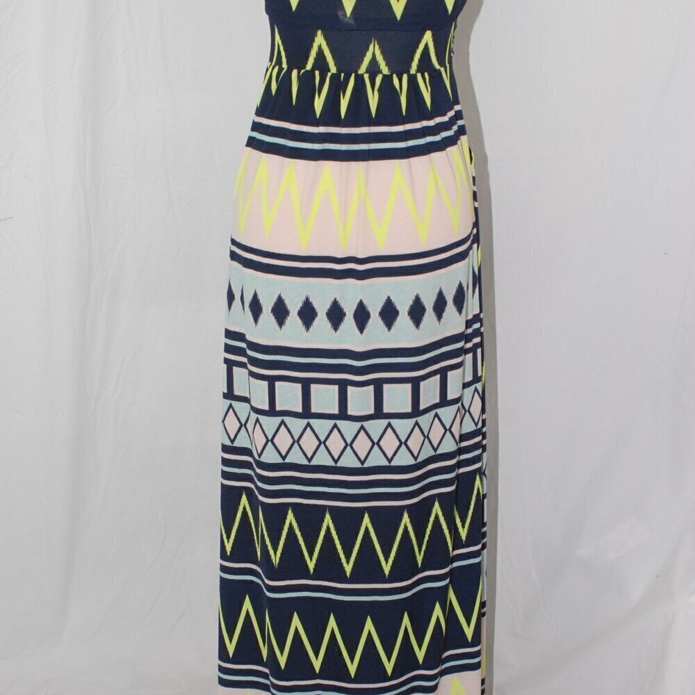 Strapless Maxi Dress Built in Bra Vanilla Bay Womens Medium Neon Yellow Cream - Picture 6 of 9